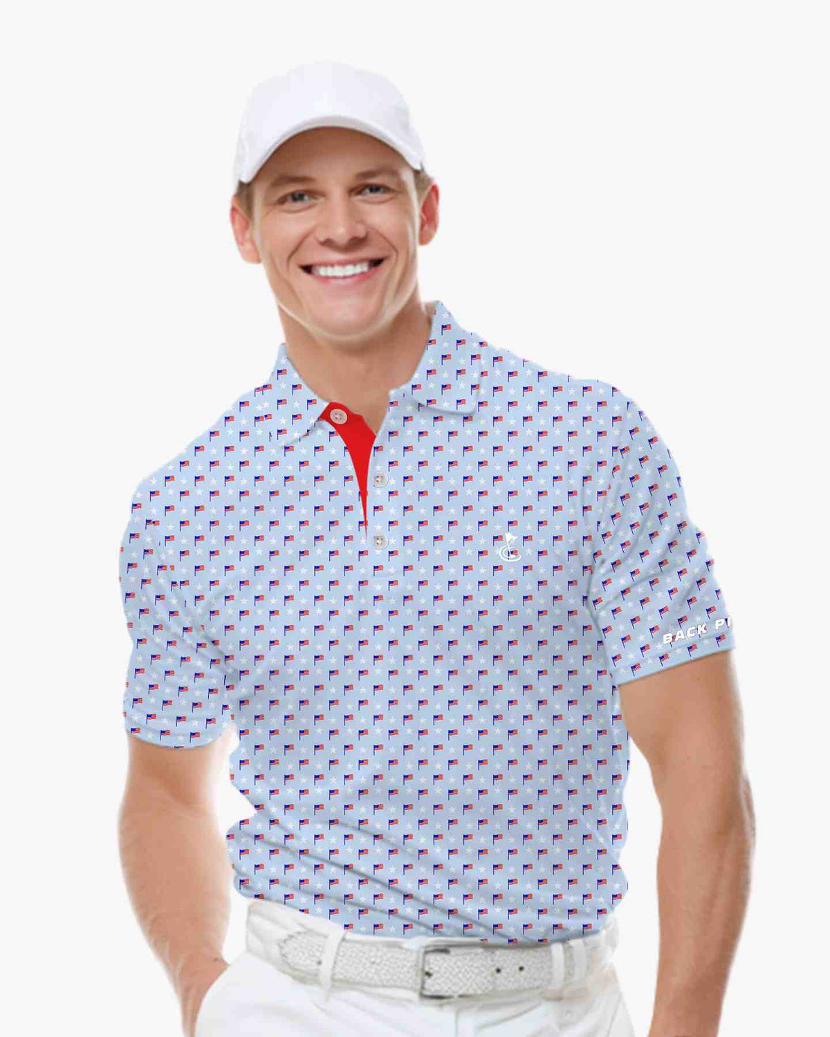 Light Blue Flag Star Polo