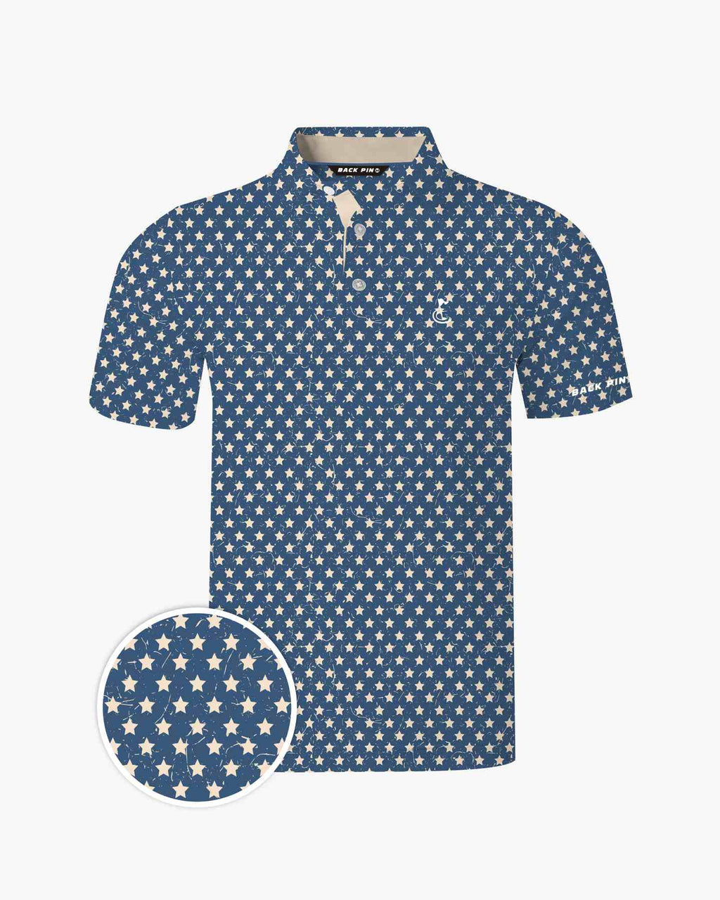 Vintage Star Print Patriot Polo
