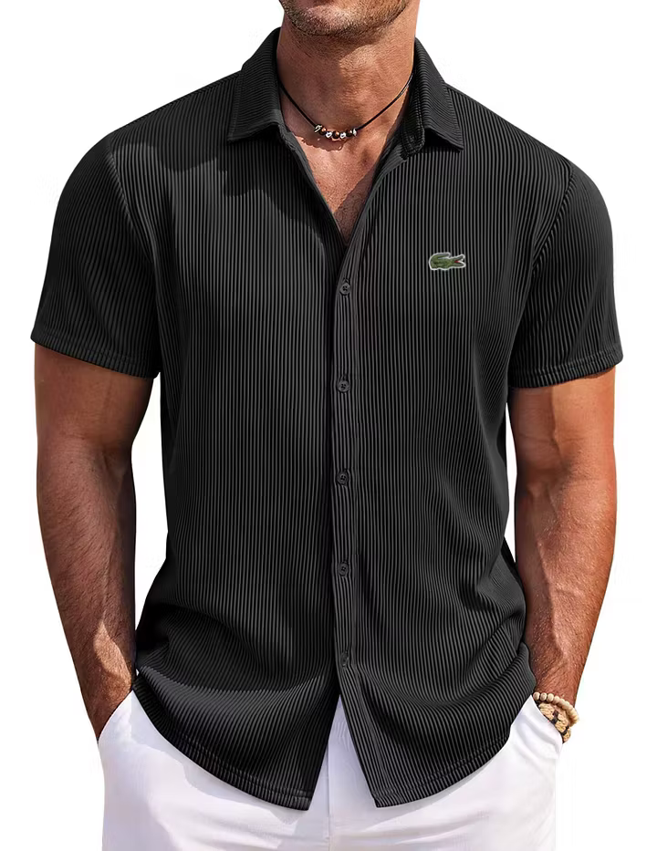 Men's Casual Fashion Solid Color Comfortable Pit Short Sleeve Shirt