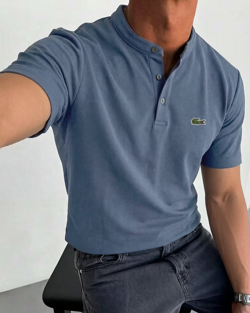 Men's Cotton Gentleman Casual Fashion Short-Sleeve Henley Shirt