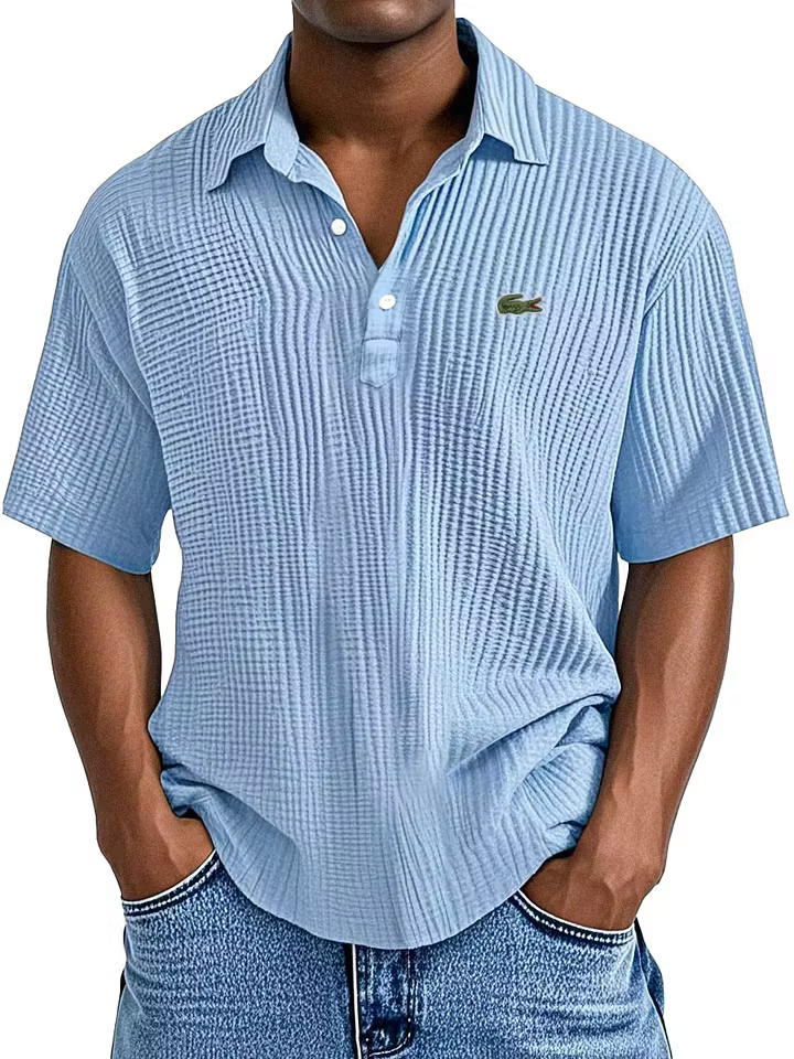 Men's Cotton Linen Gentleman's Casual Loose Short Sleeve Lapel Polo Shirt