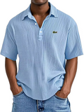 Men's Cotton Linen Gentleman's Casual Loose Short Sleeve Lapel Polo Shirt