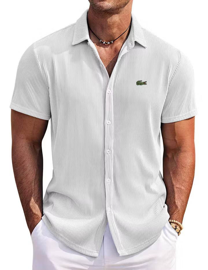 Men's Casual Fashion Solid Color Comfortable Pit Short Sleeve Shirt