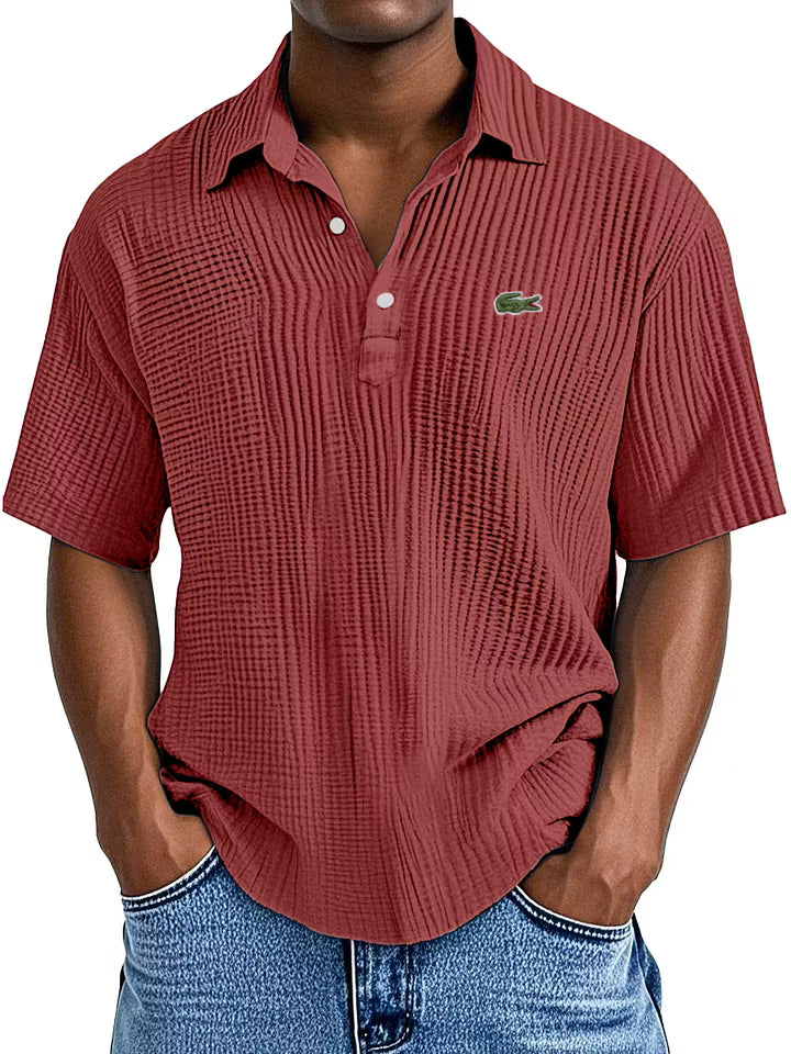 Men's Cotton Linen Gentleman's Casual Loose Short Sleeve Lapel Polo Shirt