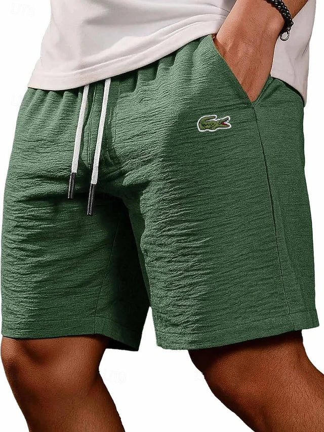 Men's Cotton Linen Gentleman's Casual Solid Color Drawstring Shorts