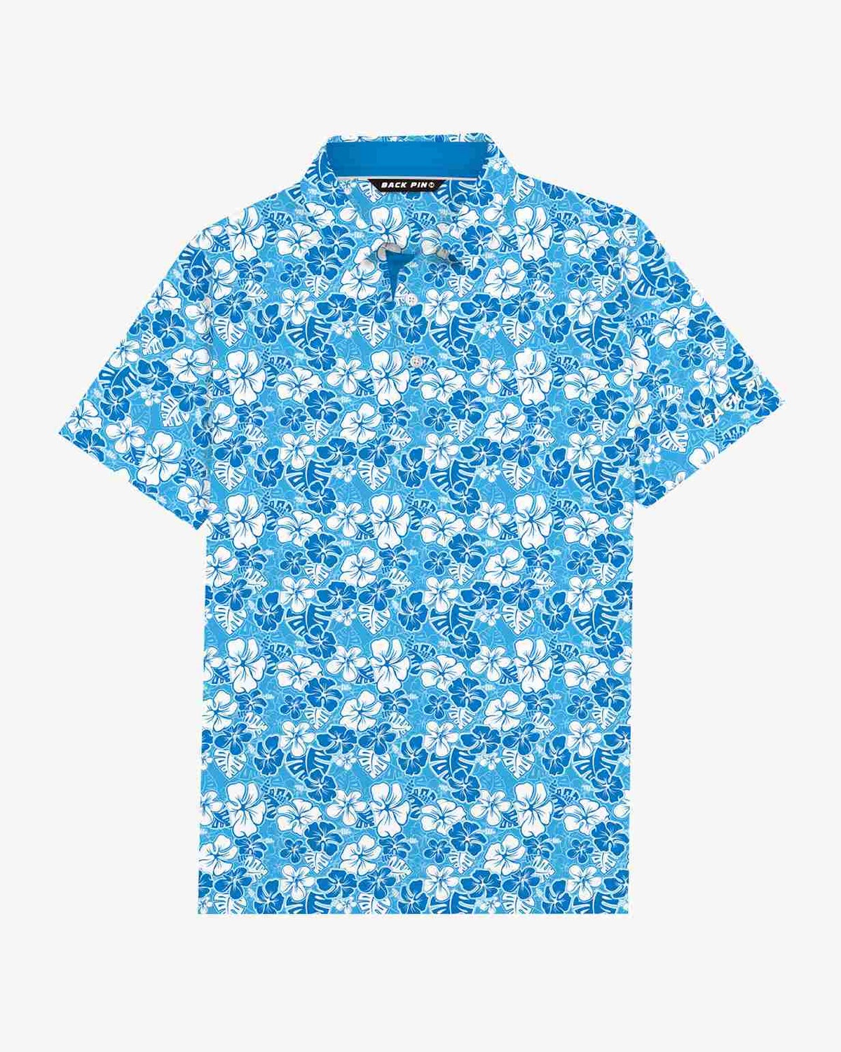 Blue Hibiscus Wave Polo