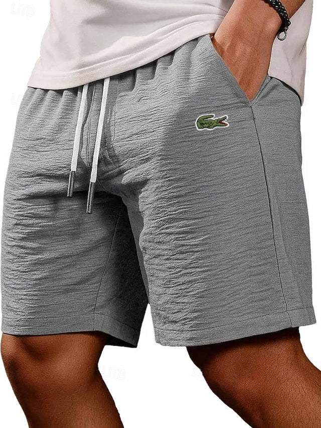 Men's Cotton Linen Gentleman's Casual Solid Color Drawstring Shorts