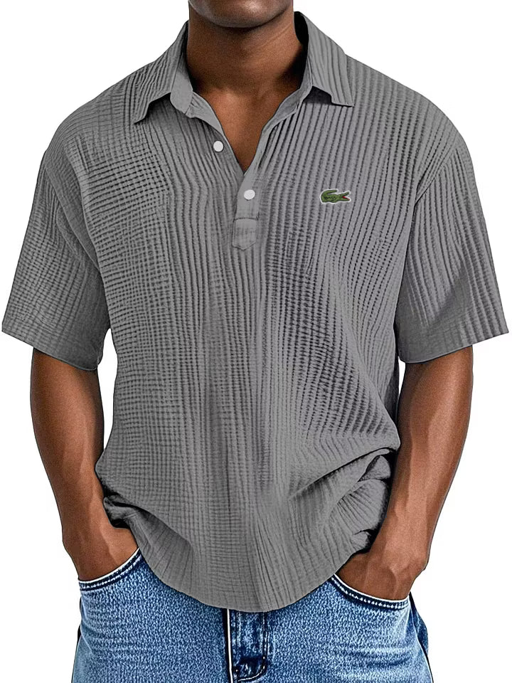 Men's Cotton Linen Gentleman's Casual Loose Short Sleeve Lapel Polo Shirt