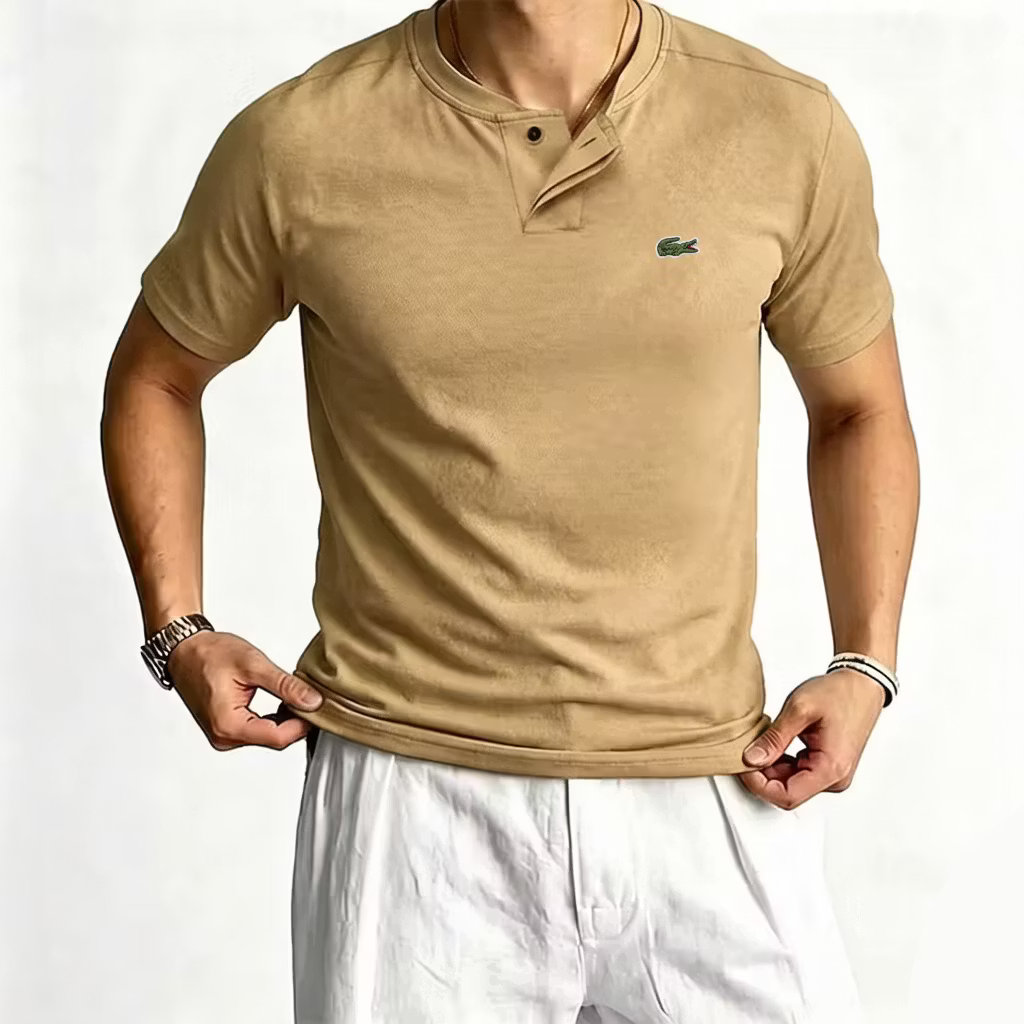 Men's Cotton Comfortable Casual Short Sleeve Henley T-Shirt