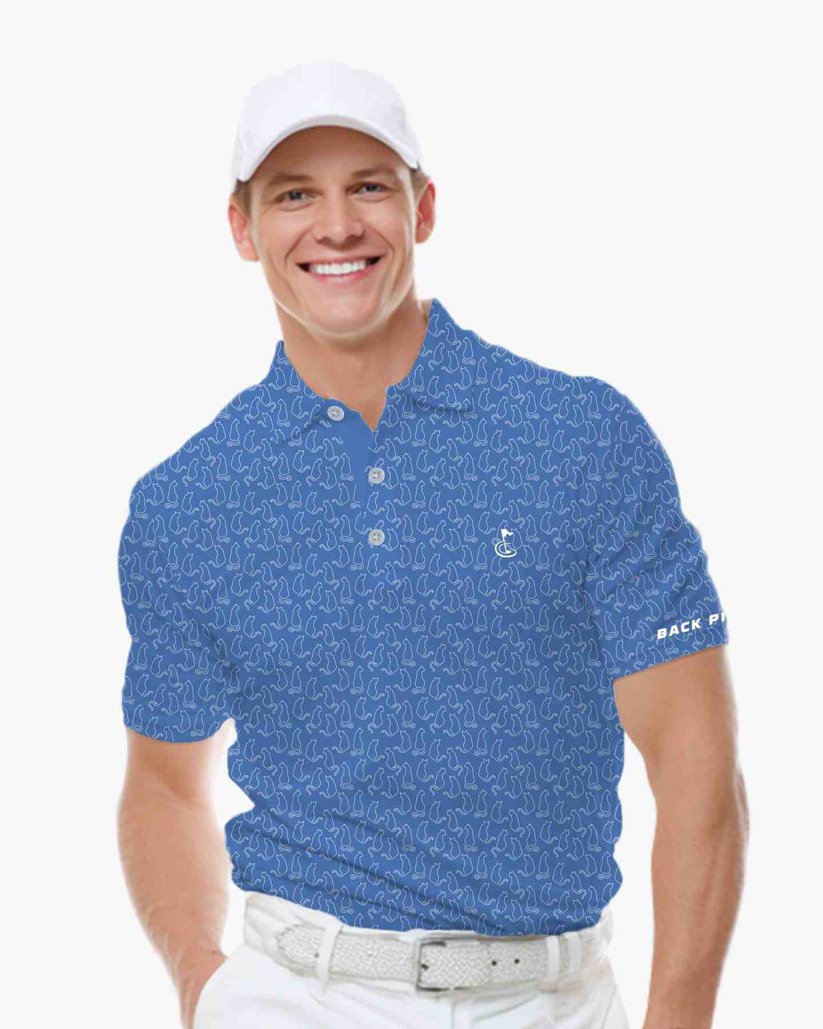 Cat Outline Print Polo