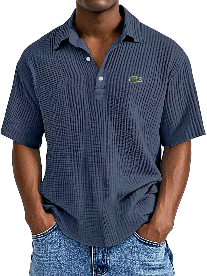 Men's Cotton Linen Gentleman's Casual Loose Short Sleeve Lapel Polo Shirt