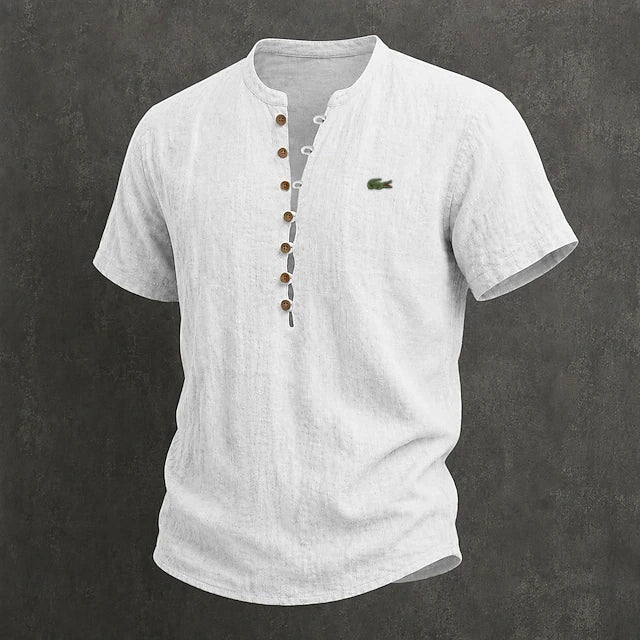 Men's Cotton Linen Minimalist Casual Comfortable Breathable Short-Sleeve T-Shirt