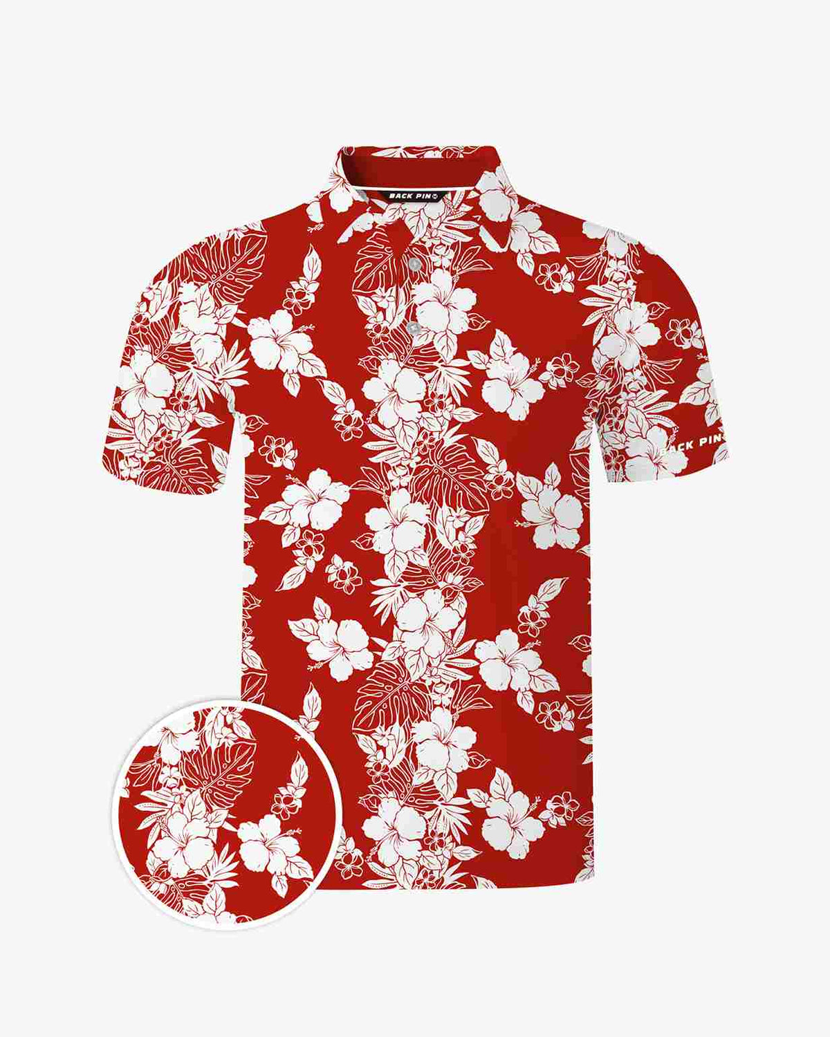 Red Hawaiian Bloom Polo