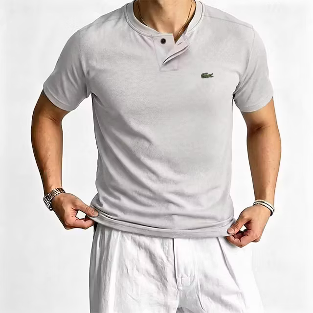 Men's Cotton Comfortable Casual Short Sleeve Henley T-Shirt