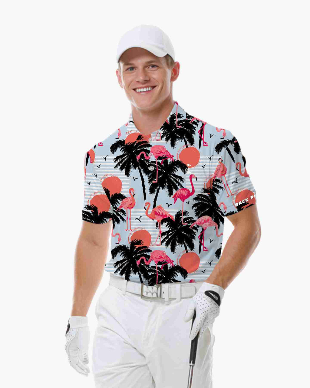 Coastal Flamingo Sunset Polo