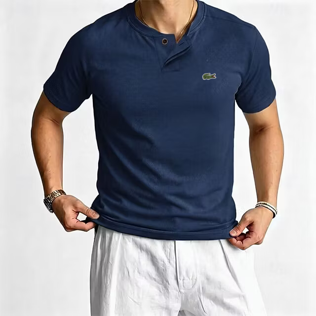 Men's Cotton Comfortable Casual Short Sleeve Henley T-Shirt