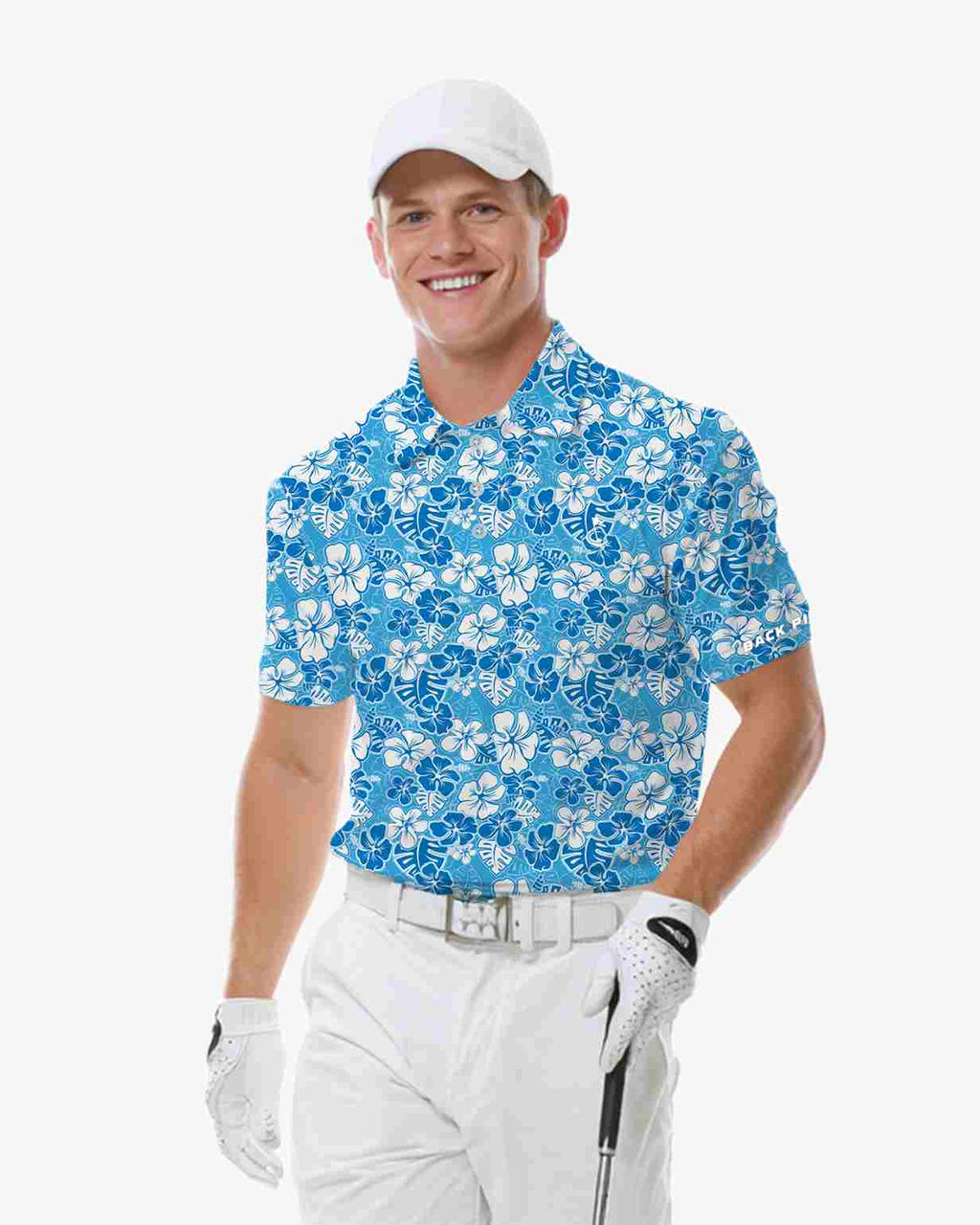 Blue Hibiscus Wave Polo