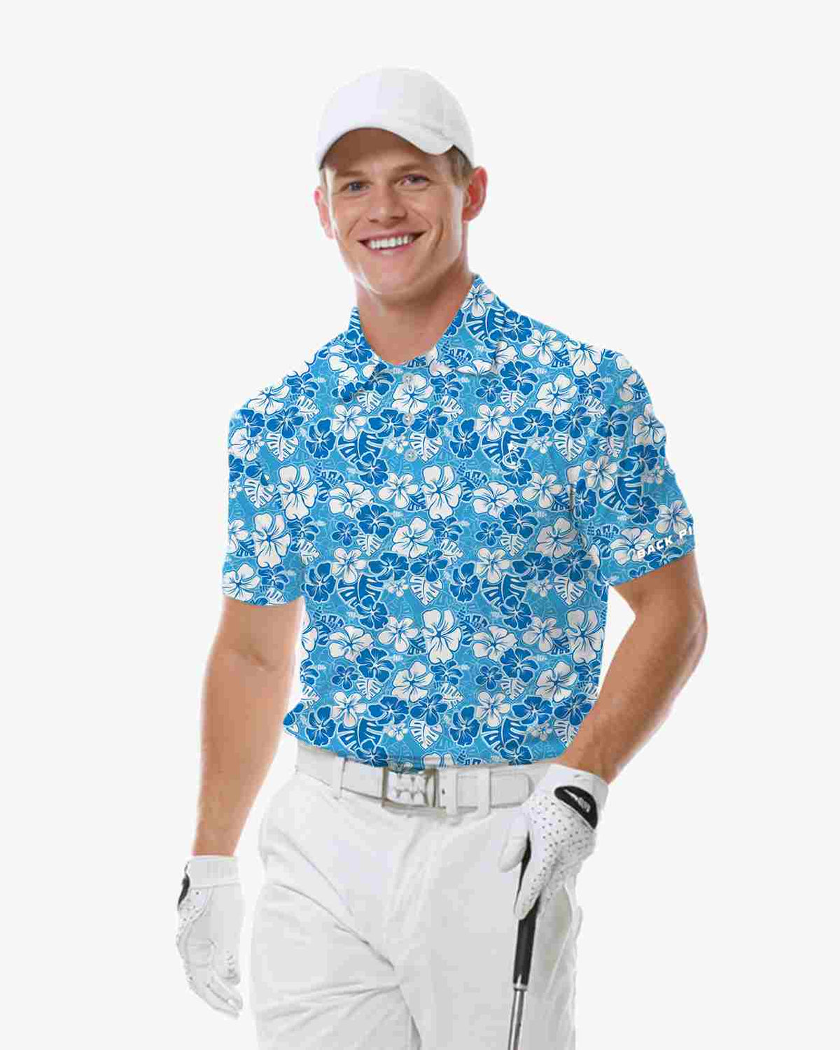 Blue Hibiscus Wave Polo