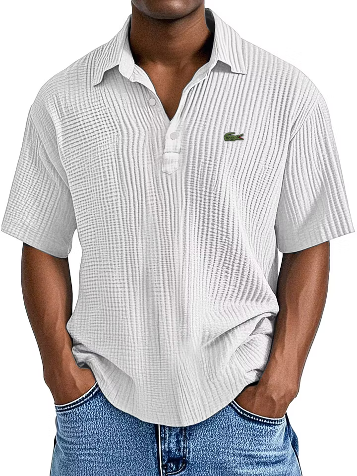 Men's Cotton Linen Gentleman's Casual Loose Short Sleeve Lapel Polo Shirt