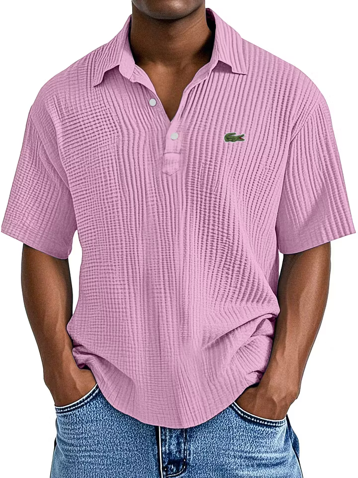 Men's Cotton Linen Gentleman's Casual Loose Short Sleeve Lapel Polo Shirt