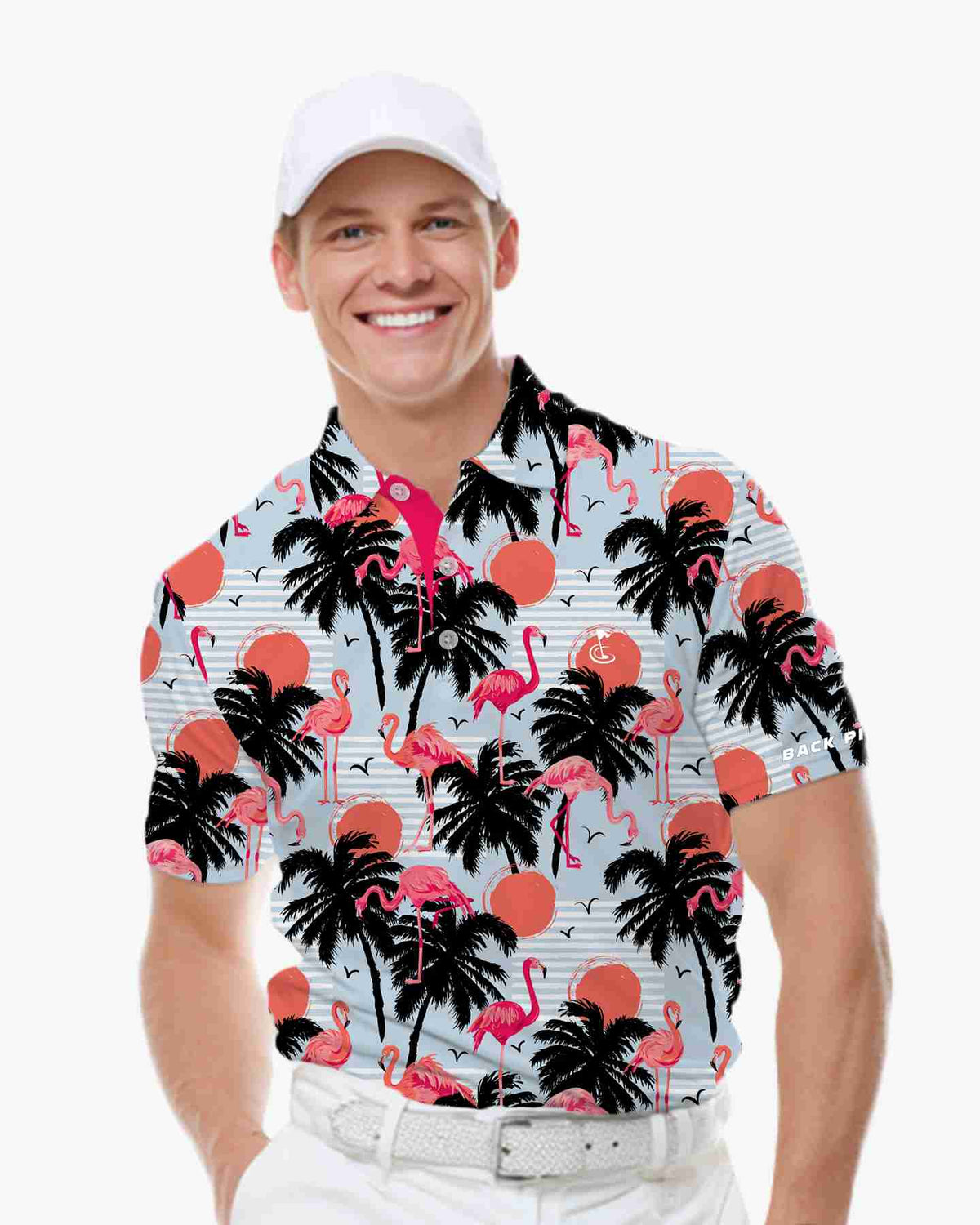 Coastal Flamingo Sunset Polo