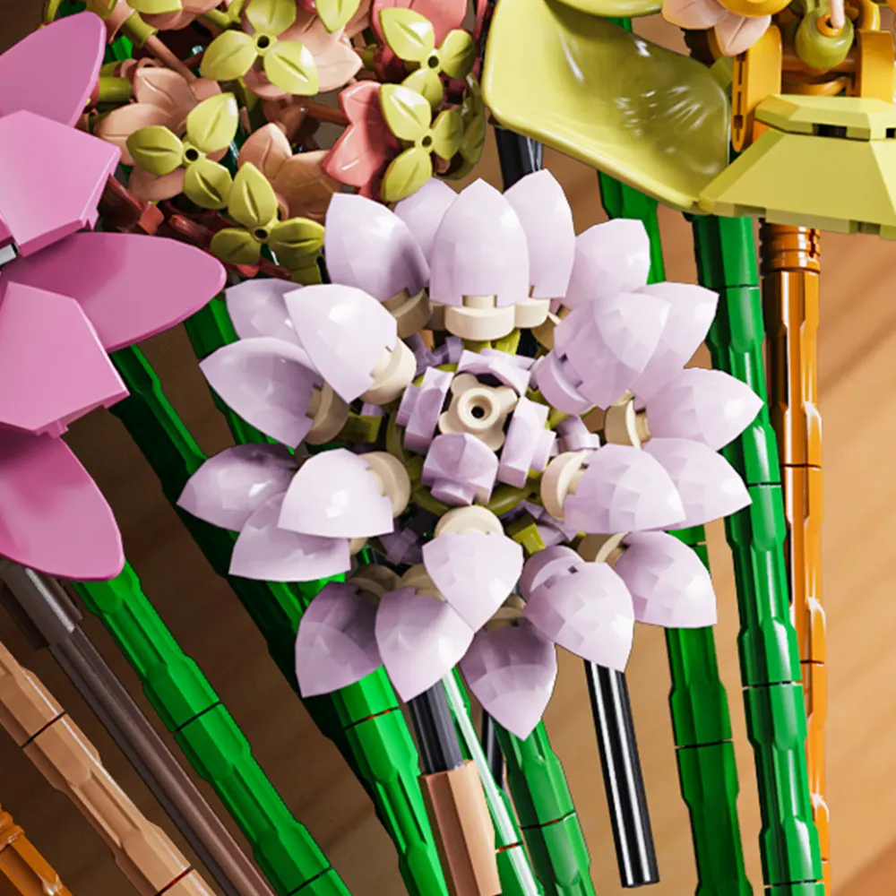 Mesiondy Eternity Flowers Bouquet Building Kit – 813 PCS DIY Artificial Floral Arrangement | Premium Brick System | Gift-Ready Box - Image 9