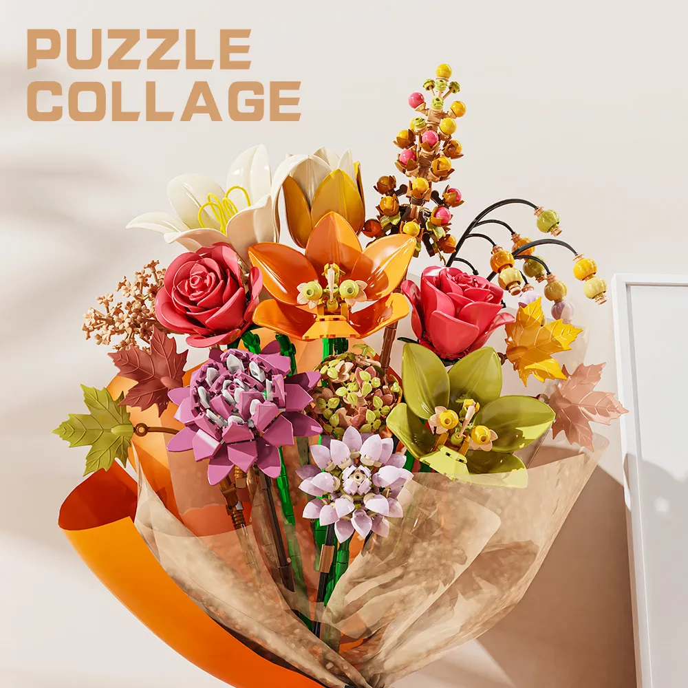 Mesiondy Eternity Flowers Bouquet Building Kit – 813 PCS DIY Artificial Floral Arrangement | Premium Brick System | Gift-Ready Box - Image 5