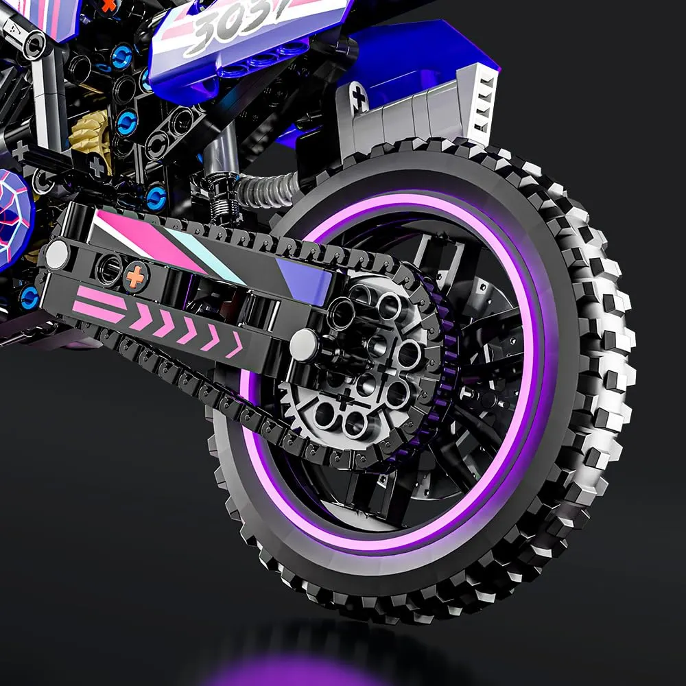 Mesiondy Off-Road Motocross Bike Building Kit – 476 PCS Premium Brick System | Dirt Bike Technic Model | Racing Decal Detail - Image 9