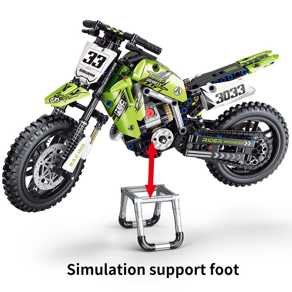 Mesiondy Championship Off-Road Dirt Bike Building Kit – 476 PCS Premium Brick System | Motocross Racing Model | Number 33 Livery - Image 5