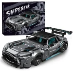 Mesiondy Silver Arrow GT Black Series Building Kit – 1466 PCS Premium Brick System | 1:14 Scale German Supercar | AMG Racing Livery