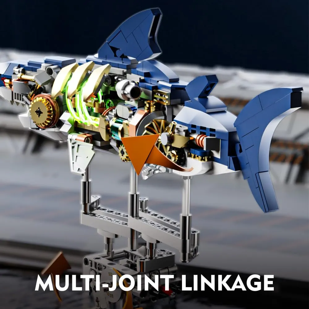 Mechanical Half-Cut Shark Building Set ๐ฆ โ 687 PCS, Hand-Cranked Moving Action, 9" Tall STEM Toy for Kids & Adults โ๏ธ - Image 8