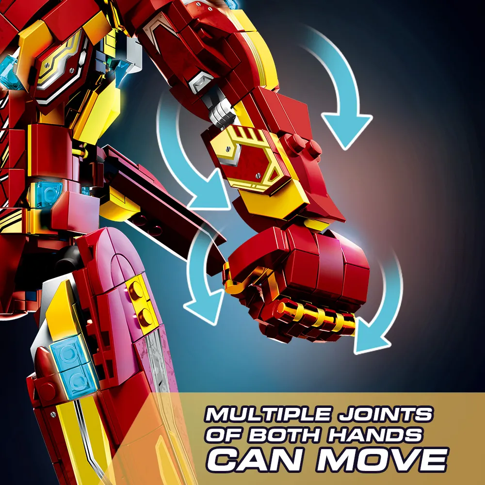 Ultimate Red & Gold Mecha Building Set – 13.8" Tall Armored Figure with 1,568 PCS, Full Articulation & Dual Energy Blades - Image 8