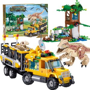 Mesiondy Prehistoric Apex Predator Expedition Building Set – 546 PCS Premium Brick System | Dino Transport Truck, Watchtower & Dinosaur Figures