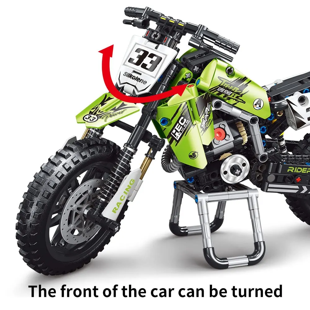 Mesiondy Championship Off-Road Dirt Bike Building Kit – 476 PCS Premium Brick System | Motocross Racing Model | Number 33 Livery - Image 7