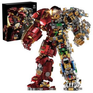 Mesiondy Titan-Class Heavy Armor Mech Building Kit – 2600+ PCS Premium Brick System | Semi-Mechanical Deconstructed Collectible | Light-Up Eye Effects