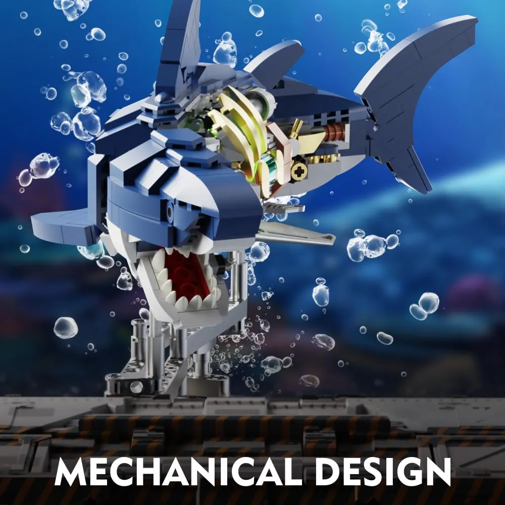 Mechanical Half-Cut Shark Building Set ๐ฆ โ 687 PCS, Hand-Cranked Moving Action, 9" Tall STEM Toy for Kids & Adults โ๏ธ - Image 6