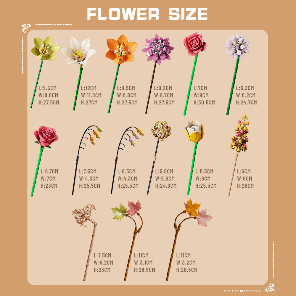 Mesiondy Eternity Flowers Bouquet Building Kit – 813 PCS DIY Artificial Floral Arrangement | Premium Brick System | Gift-Ready Box - Image 7