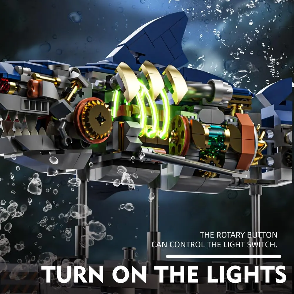 Mechanical Half-Cut Shark Building Set ๐ฆ โ 687 PCS, Hand-Cranked Moving Action, 9" Tall STEM Toy for Kids & Adults โ๏ธ - Image 7