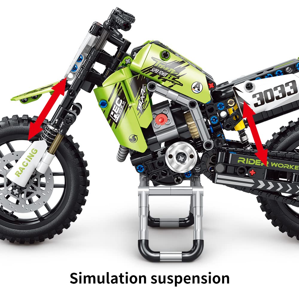 Mesiondy Championship Off-Road Dirt Bike Building Kit – 476 PCS Premium Brick System | Motocross Racing Model | Number 33 Livery - Image 6