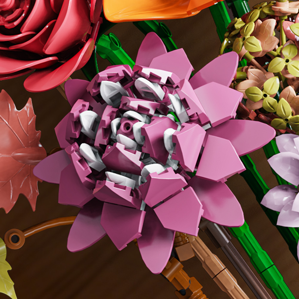 Mesiondy Eternity Flowers Bouquet Building Kit – 813 PCS DIY Artificial Floral Arrangement | Premium Brick System | Gift-Ready Box - Image 8