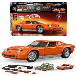 Mattel Brick Shop Hot Wheels '71 Lamborghini Miura P400 Sv Building Toy Kit (1523 Pieces), For Collectors