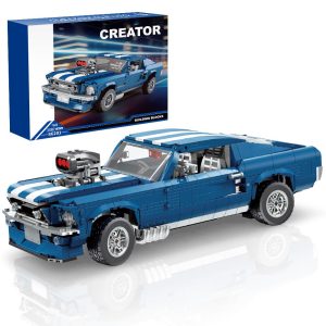 Mesiondy Classic GT Muscle Car Building Kit – 1680 PCS Premium Brick System | Vintage American Sport Coupe | Supercharged Engine Detail