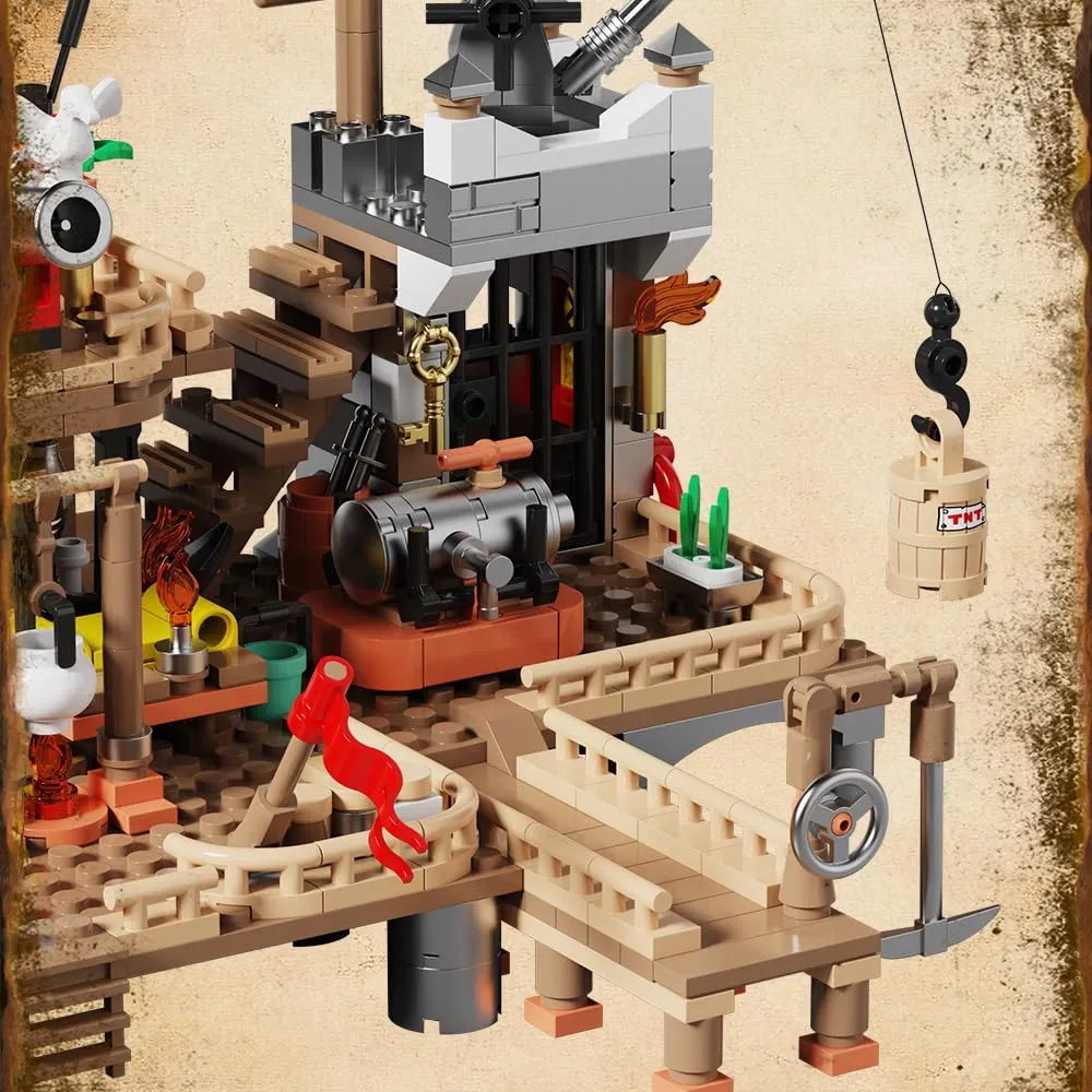 Mesiondy Pirate Island Outpost Building Set π΄ββ οΈ β 943 PCS, 13.8" Wide Pirate Hideout with Boat & Palm Tree π΄, Compatible with Major Brick Brands π§© - Image 6