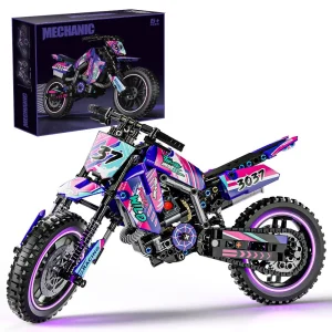 Mesiondy Off-Road Motocross Bike Building Kit – 476 PCS Premium Brick System | Dirt Bike Technic Model | Racing Decal Detail