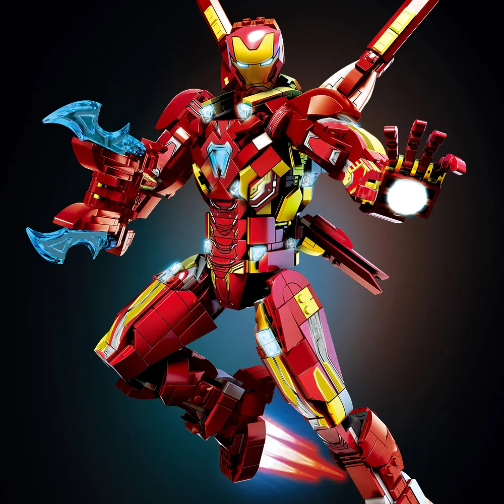 Ultimate Red & Gold Mecha Building Set – 13.8" Tall Armored Figure with 1,568 PCS, Full Articulation & Dual Energy Blades - Image 5