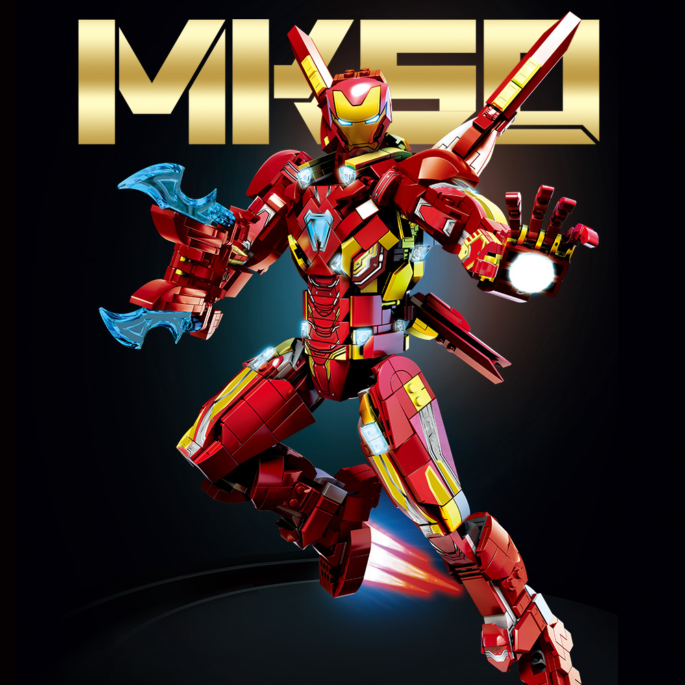 Ultimate Red & Gold Mecha Building Set – 13.8" Tall Armored Figure with 1,568 PCS, Full Articulation & Dual Energy Blades - Image 4